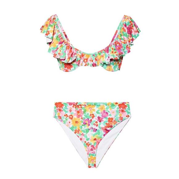 Caroline Constas Anastasia Ruffle Bikini Top Viki High Waisted Floral - Picture 1 of 13